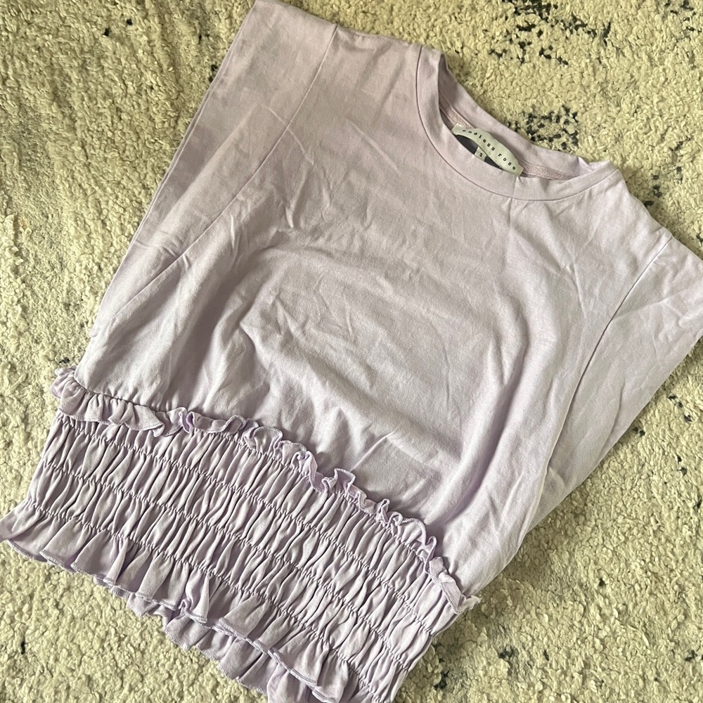 Endless Rose Lilac Ruched Short Sleeve Top